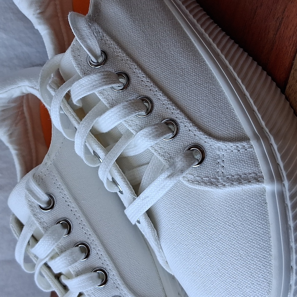 Quince Eco Cotton Canvas White Sneakers Size 6.5 Raw Natural Rubber - Picture 2 of 11